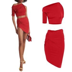 JACQUEMUS SET LA MINI JUPE & LE HAUT DRAPEADO IN SIZE SMALL